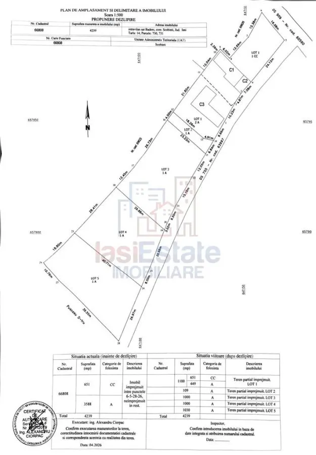 Badeni com Scobinti  Iasi Teren 4239mp  parcelabil si constructii 245mp - foto 2