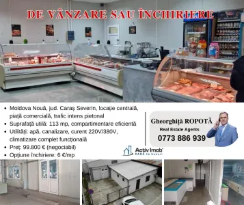 Moldova Noua, Spatiu Comercial - Macelarie, Utilata, Vanzare sau Inchiriere - Moldova Noua