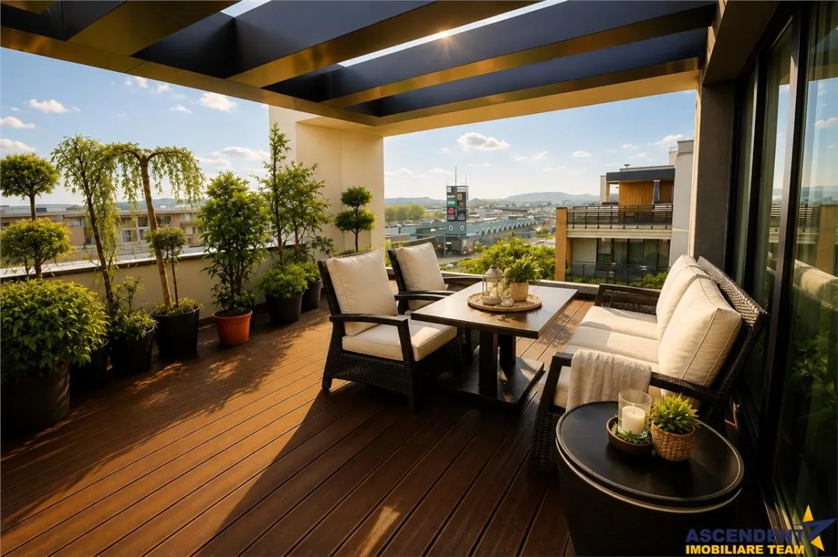 Penthouse Qualis Tractorul Brasov,terasa panoramica,3 balcoane,ales echipat - foto 1